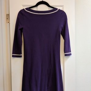 Lacoste Purple V-Neck Dress with White Accents